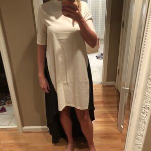 Cream and Black High Low Dress